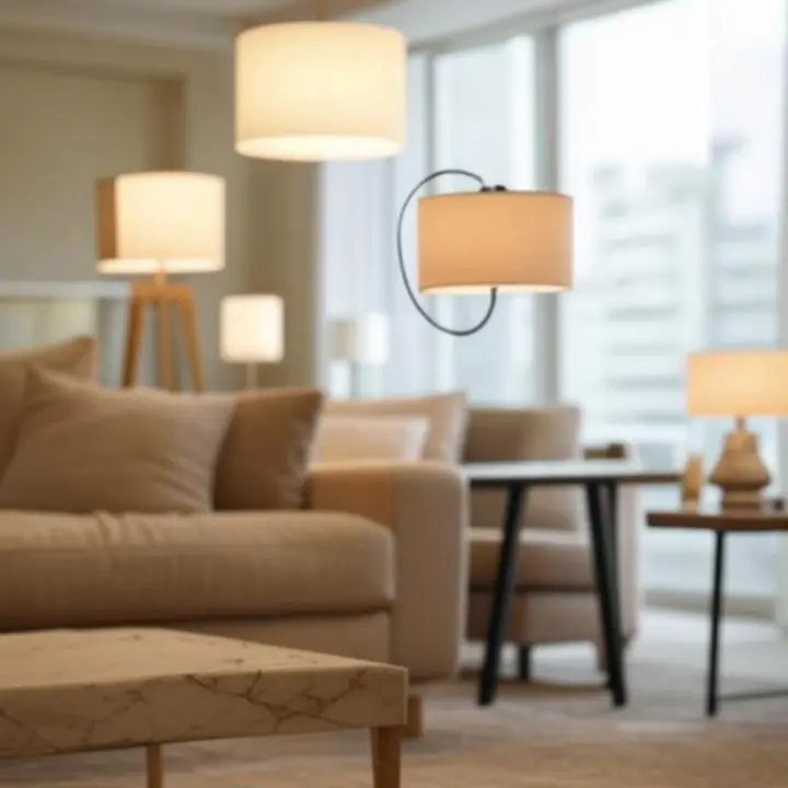 Nowoczesny salon z kolekcją lamp LightGlowPL w ciepłej aranżacji